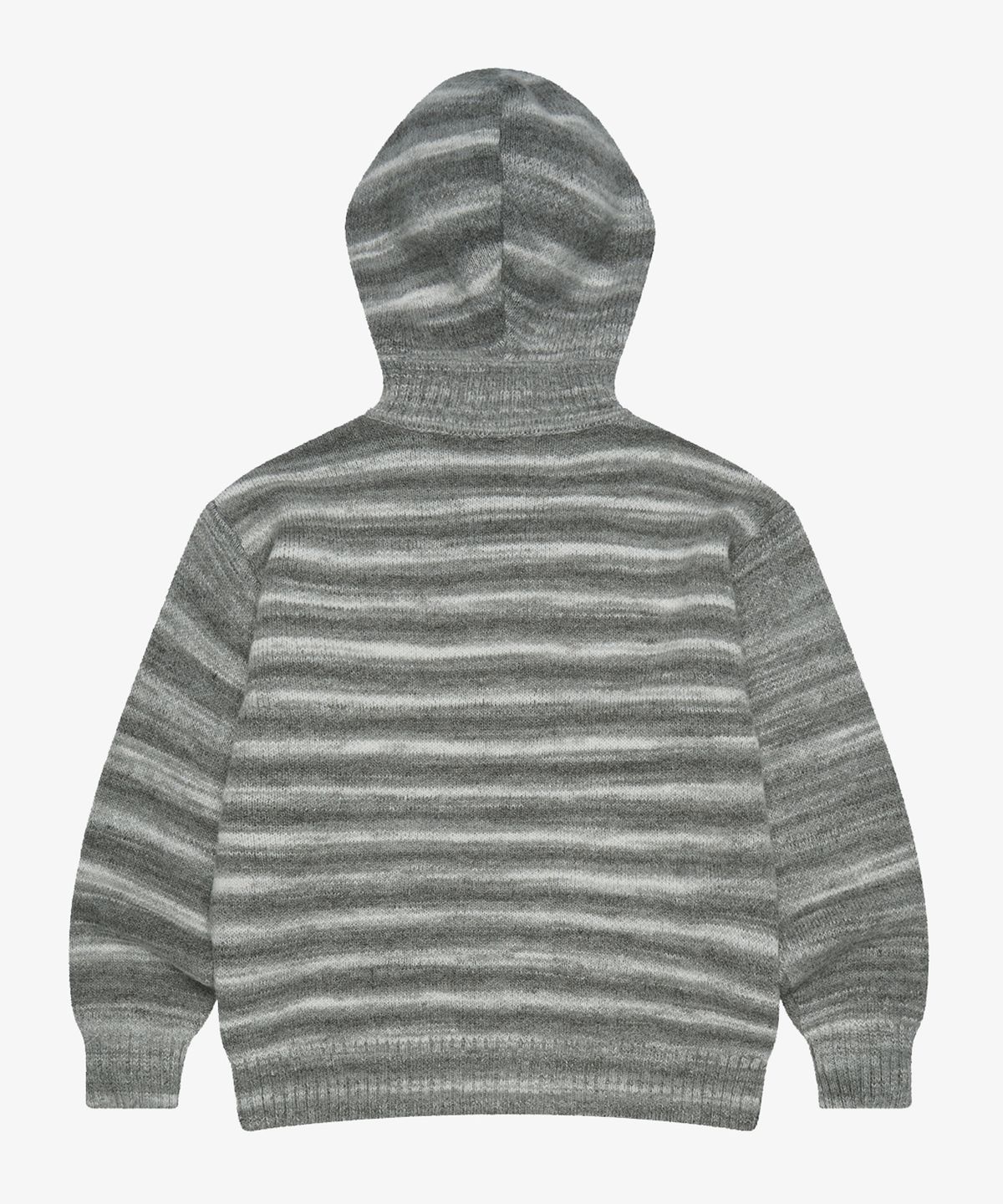 골든선샤인(GOLDEN SUNSHINE) Wool stripe knit hood zip-up_Grey