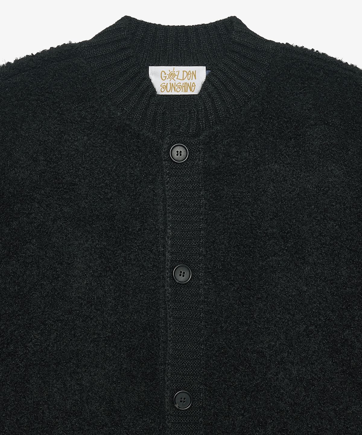 골든선샤인(GOLDEN SUNSHINE) Wool boucle round neck cardigan_Black