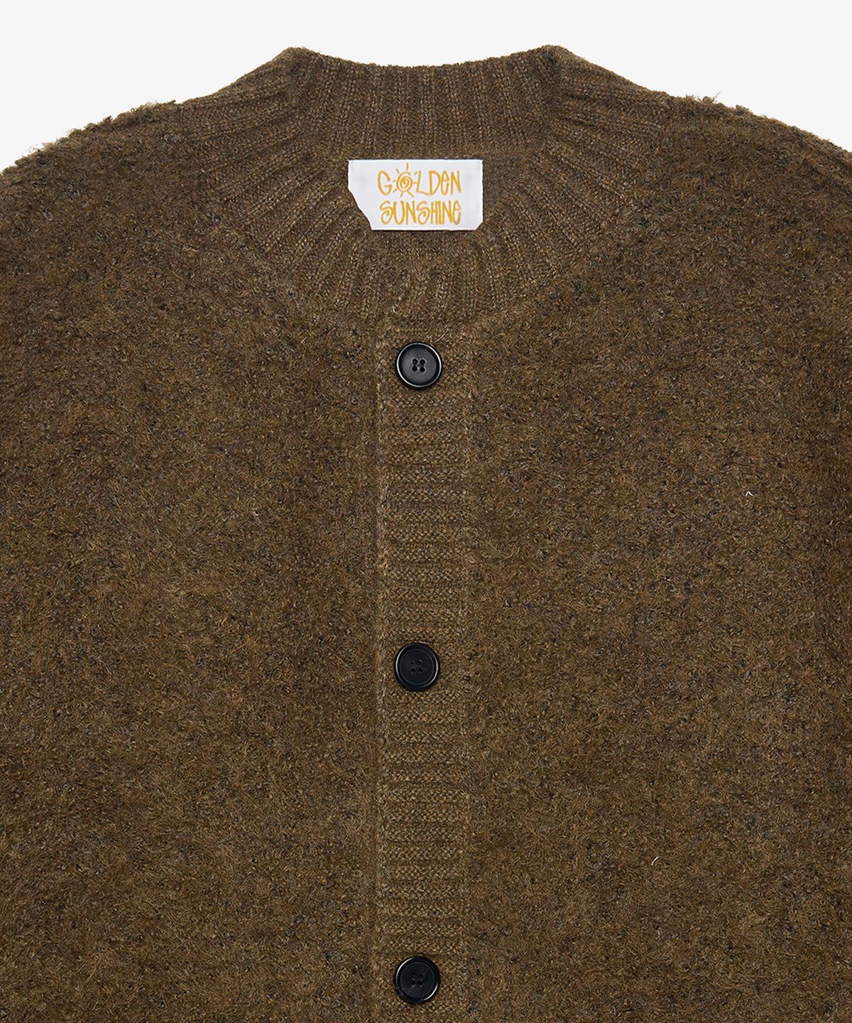 골든선샤인(GOLDEN SUNSHINE) Wool boucle round neck cardigan_Brown