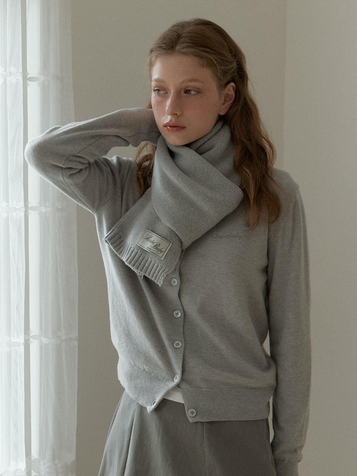 카인더베이비(KINDABABY) basic knit muffler - misty blue gray