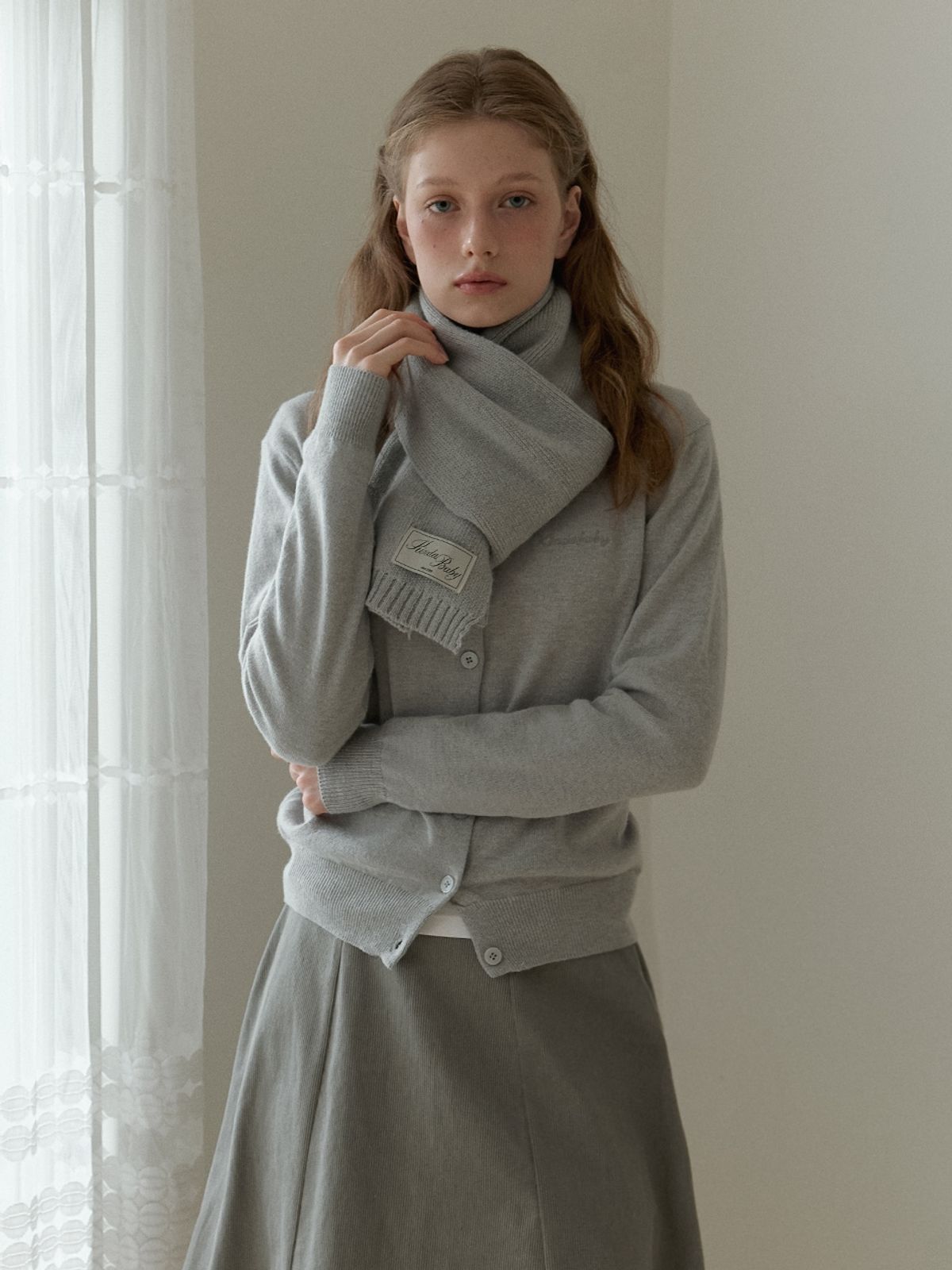 카인더베이비(KINDABABY) basic knit muffler - misty blue gray