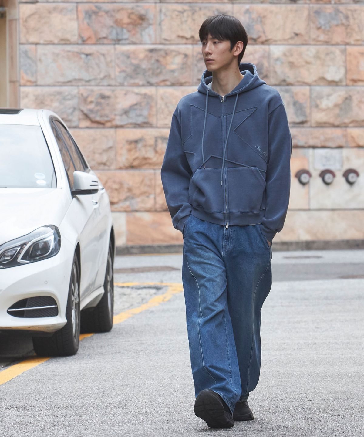 피오엘(POL) 스타 피그먼트 후드집업_블루