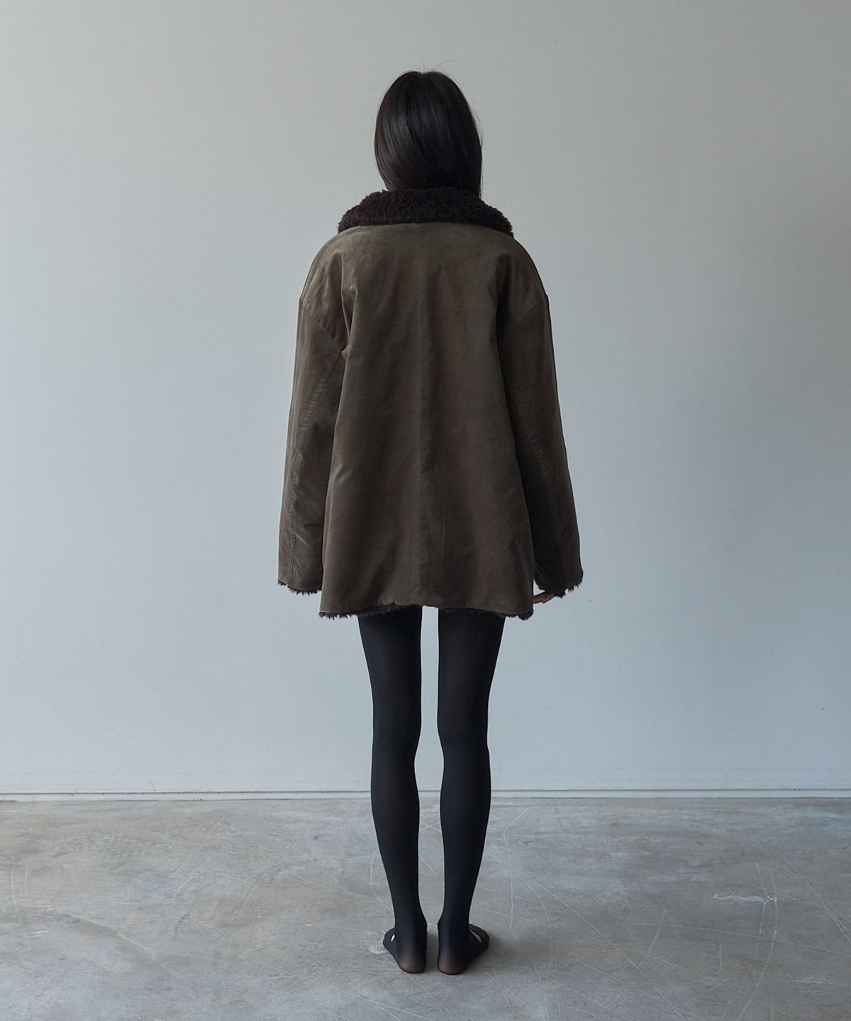 레투알(LETOILE) 리얼 울 리버시블 무스탕_벨벳 카키