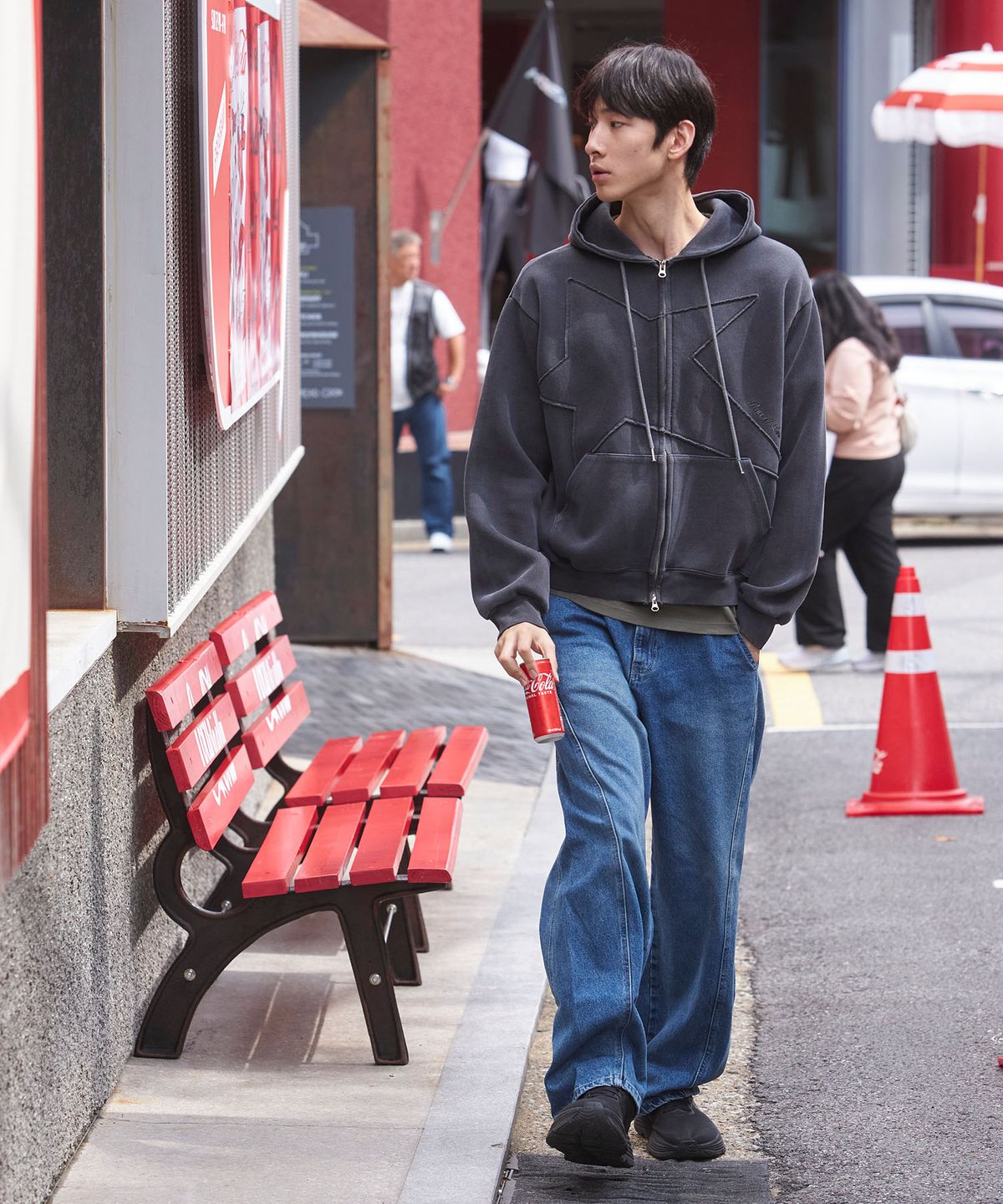 피오엘(POL) 스타 피그먼트 후드집업_차콜
