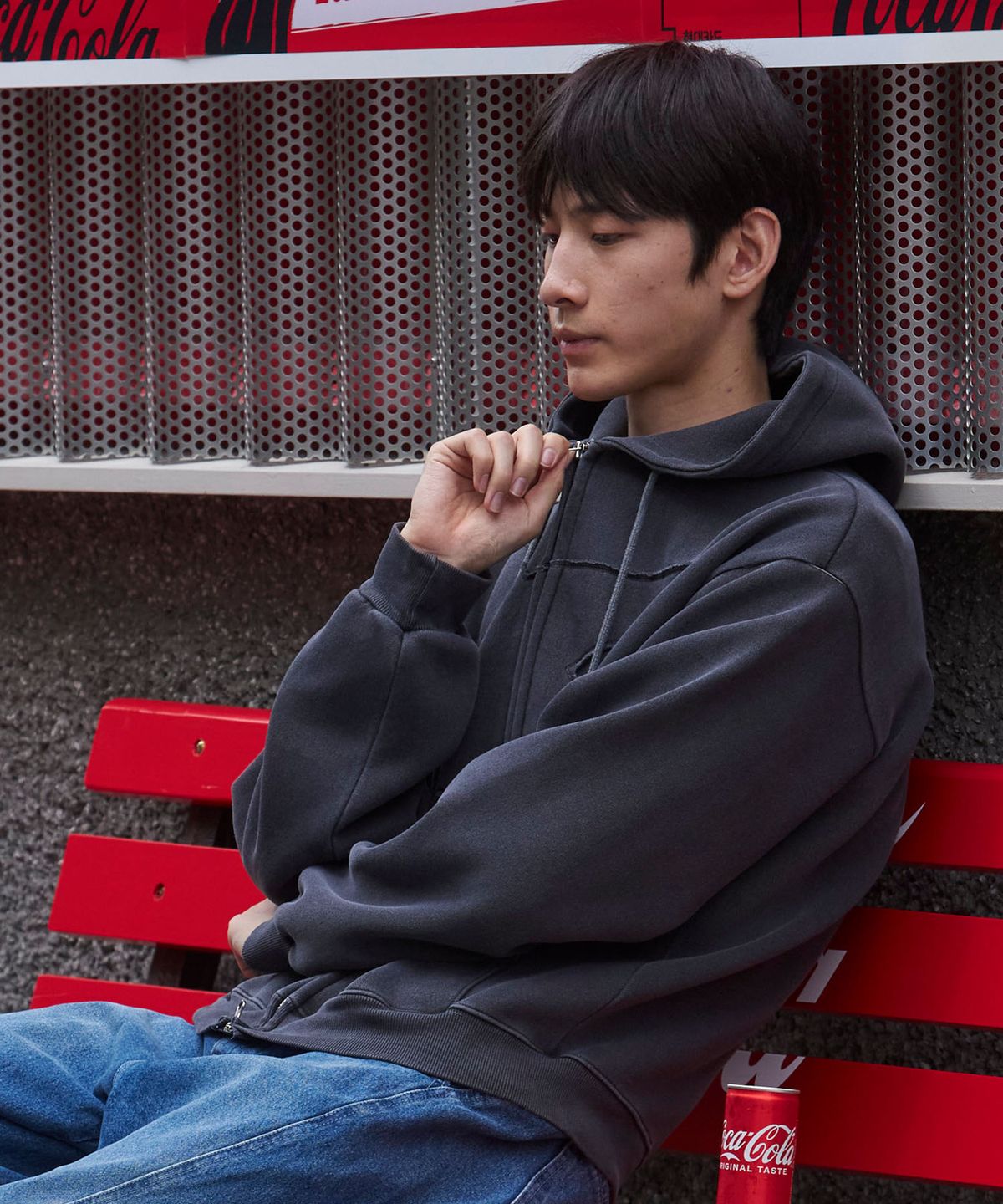 피오엘(POL) 스타 피그먼트 후드집업_차콜