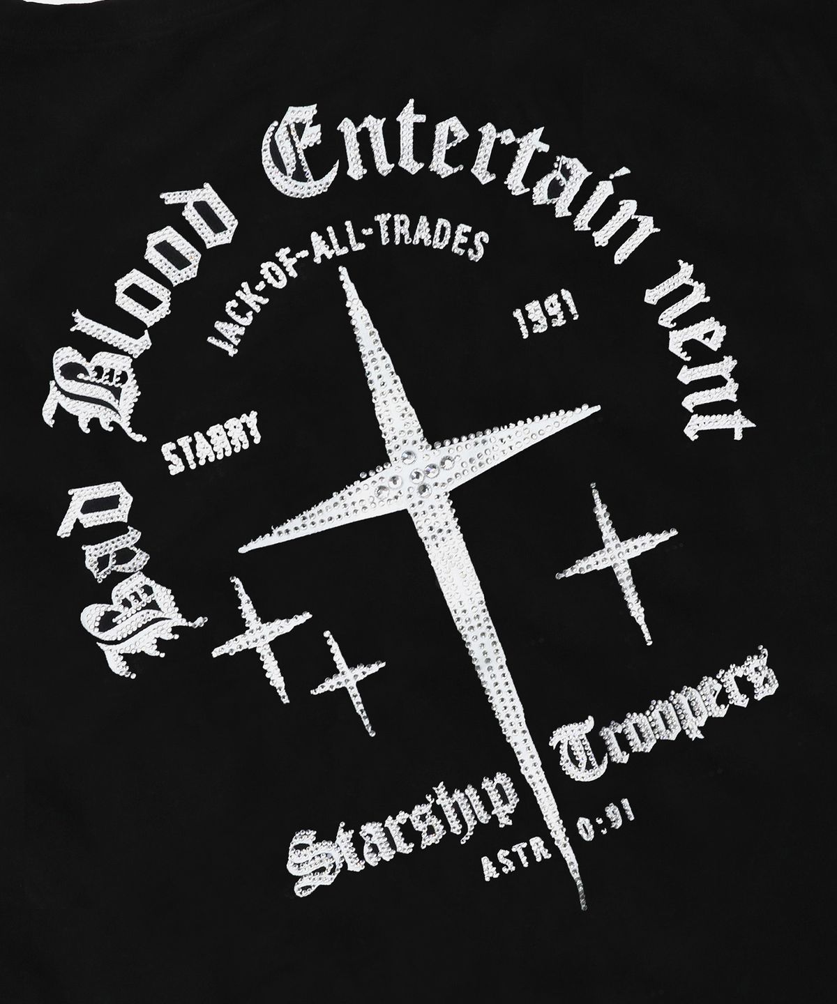 배드블러드(BADBLOOD) BBNT 라인스톤 져지 슬림 롱슬리브 - 블랙