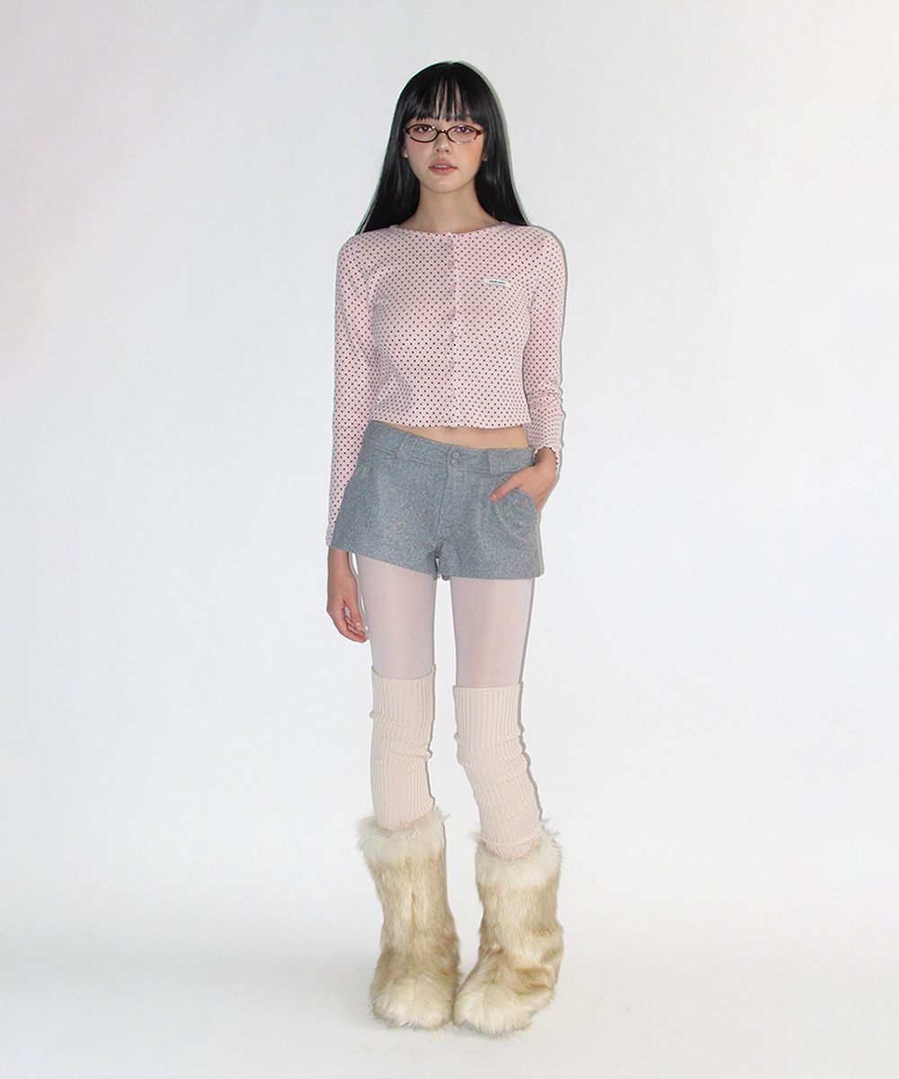 MUSINSA公式 | CRANK ドット起毛カーディガン_ピンク