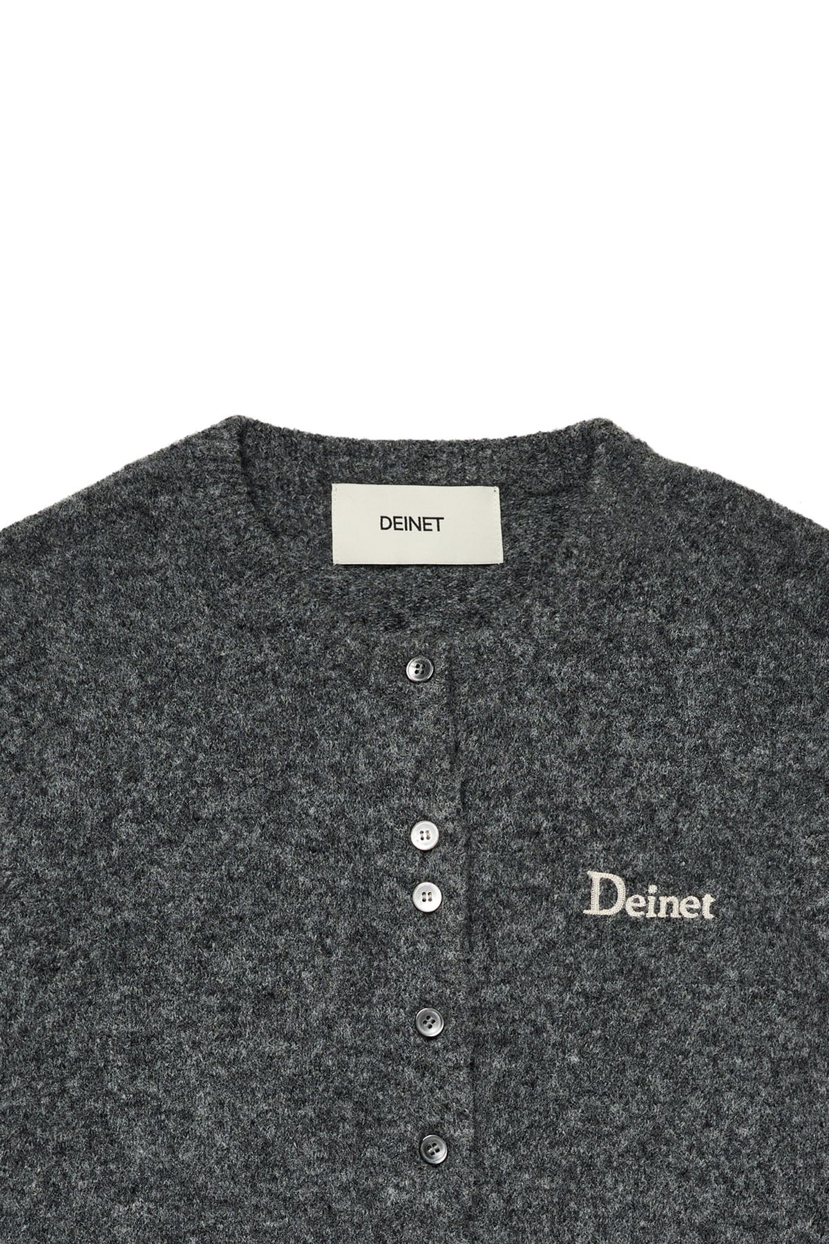다이닛(DEINET) ALPACA ROUND KNIT CARDIGAN IN CHARCOAL