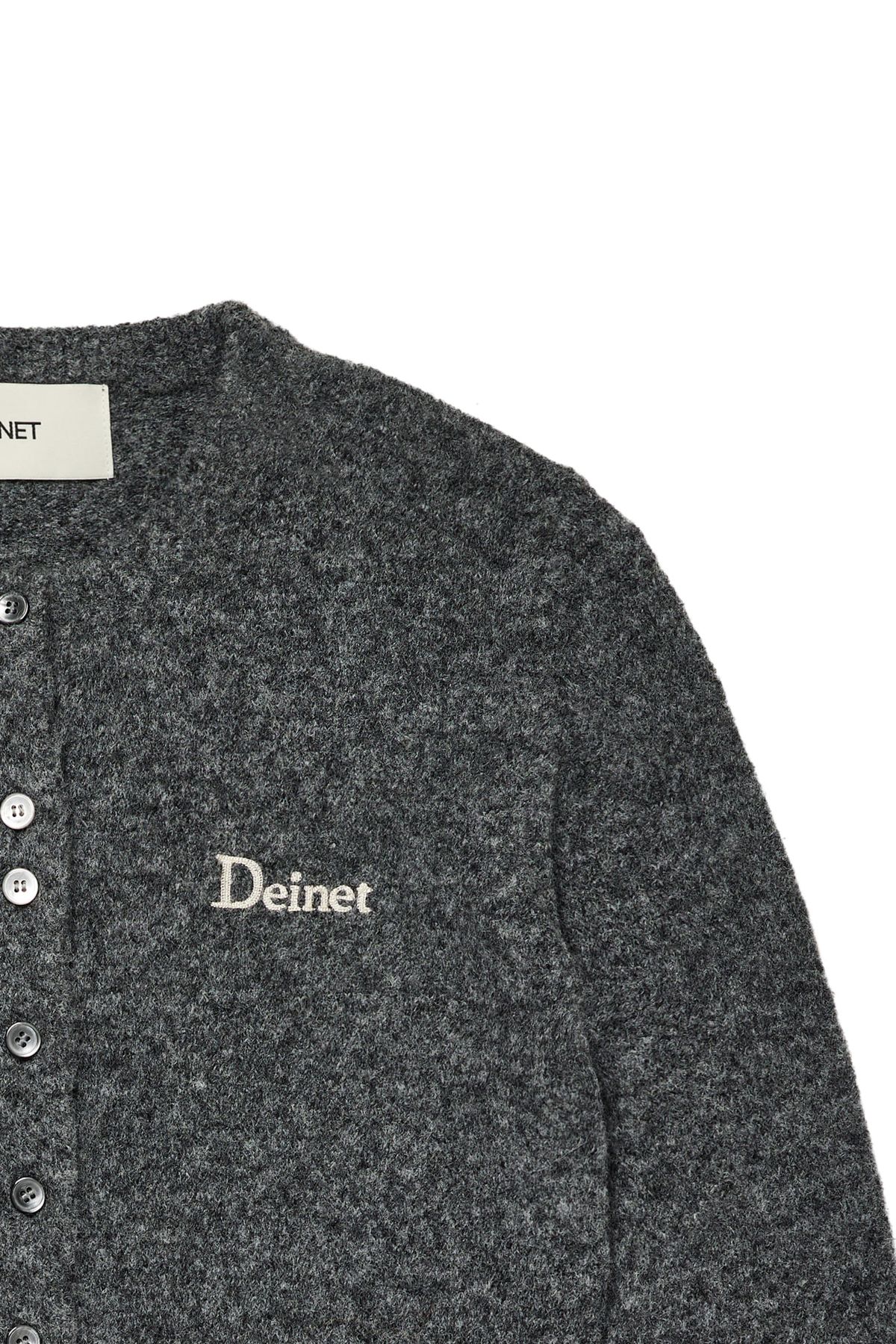 다이닛(DEINET) ALPACA ROUND KNIT CARDIGAN IN CHARCOAL