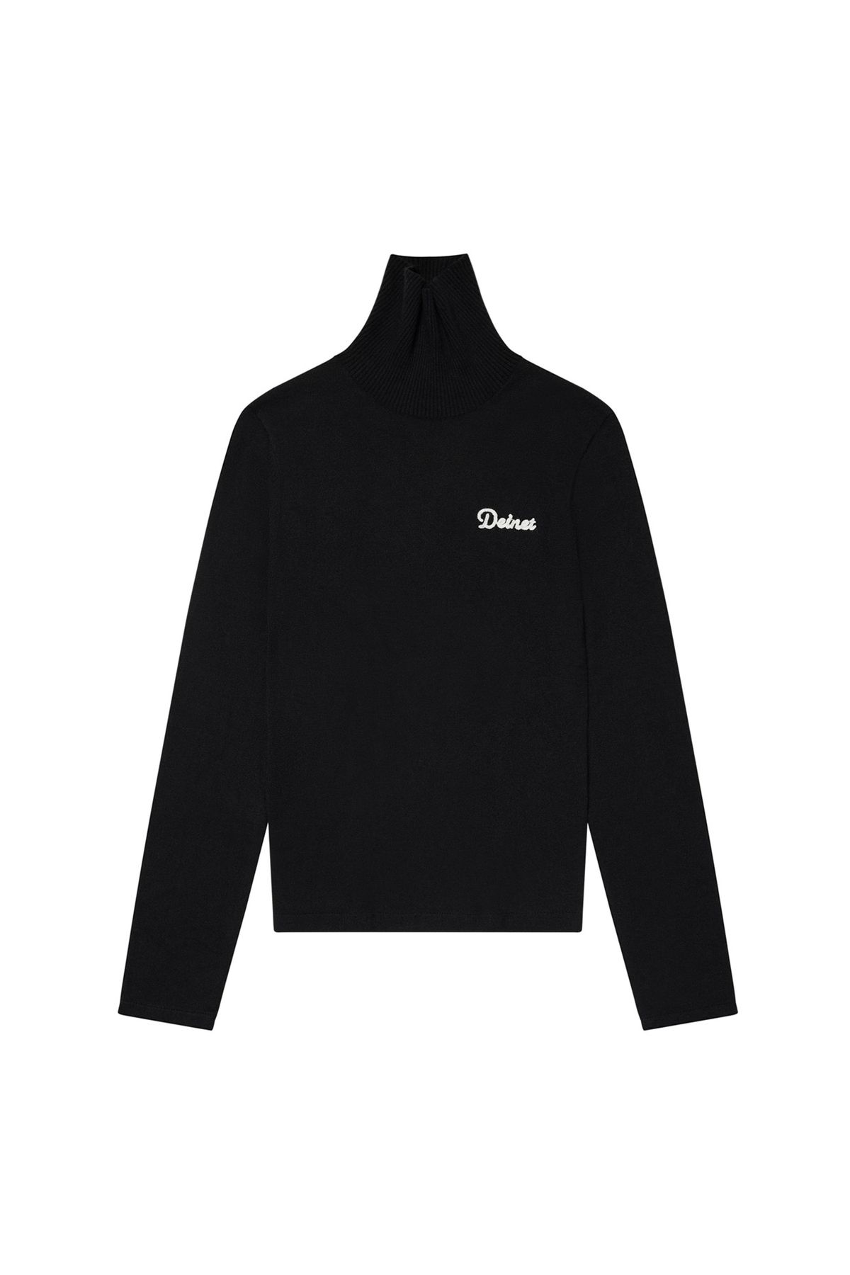 다이닛(DEINET) TURTLENECK SLIM KNIT TOP IN BLACK