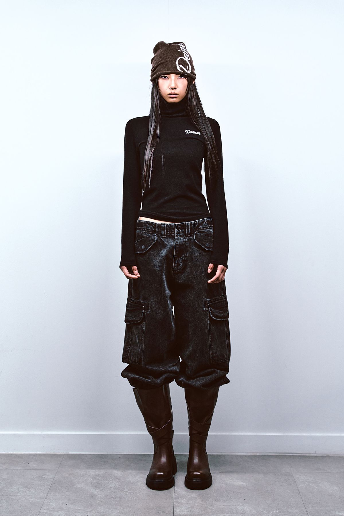 다이닛(DEINET) CHAIN DENIM M51 CARGO PANTS IN BLACK