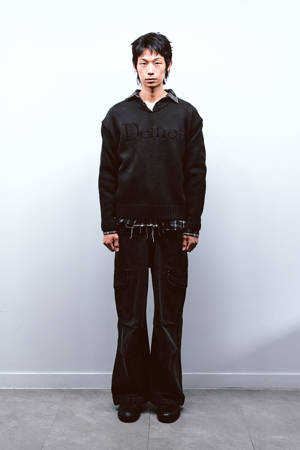 다이닛(DEINET) CHAIN DENIM M51 CARGO PANTS IN BLACK