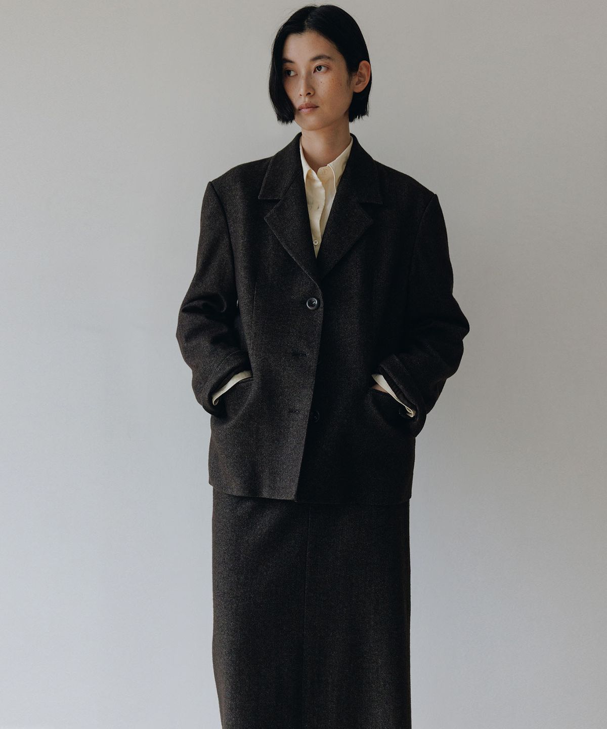 블랭크룸 우먼(BLANKROOM HER) 소버린 울 스커트_CHOCO TWILL