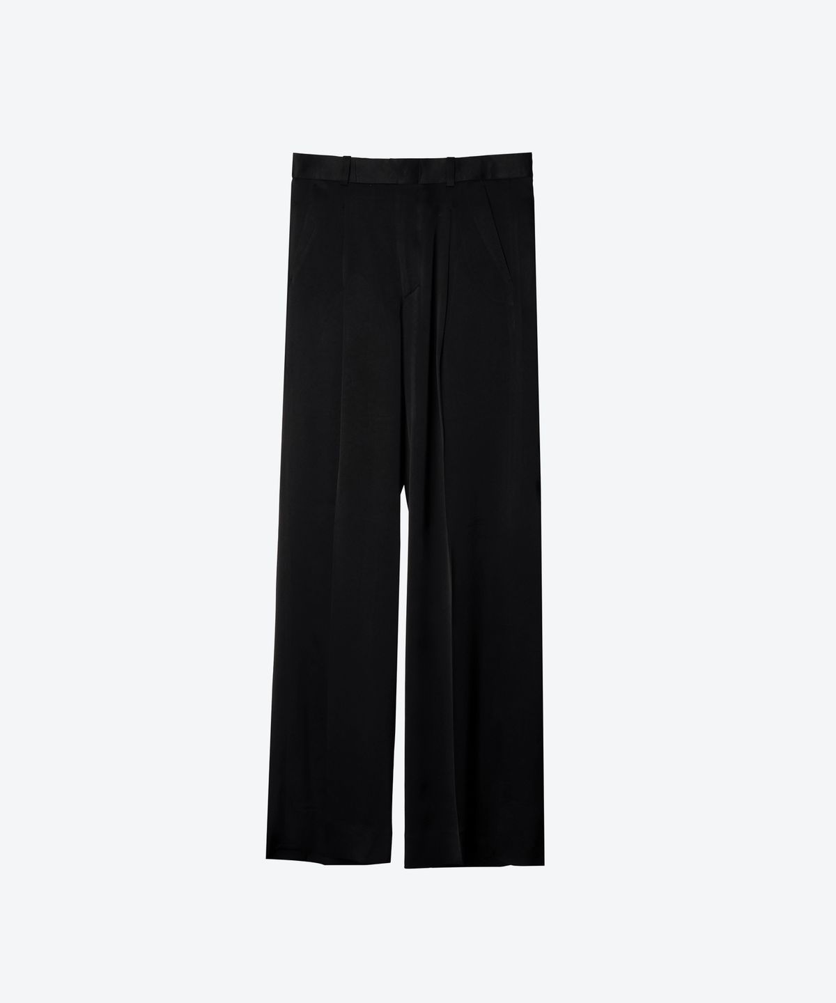 언티지(UNTAGE) 사틴 와이드 트라우저[Black(UNISEX)]_UTH-FP77