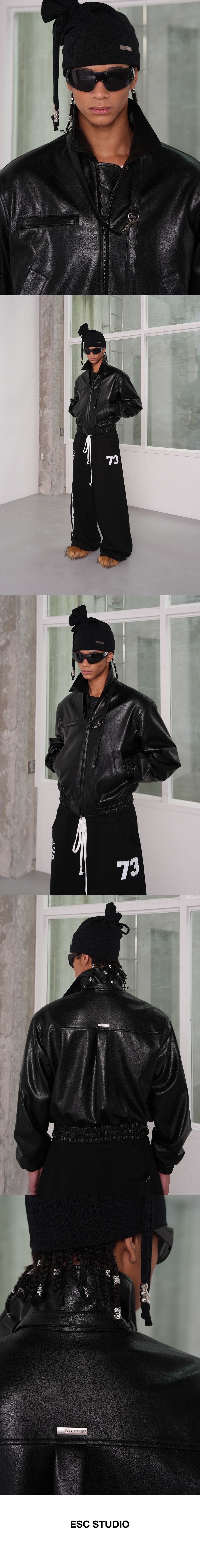 MUSINSA | ESC STUDIO Neck chain bomber jacket (black)