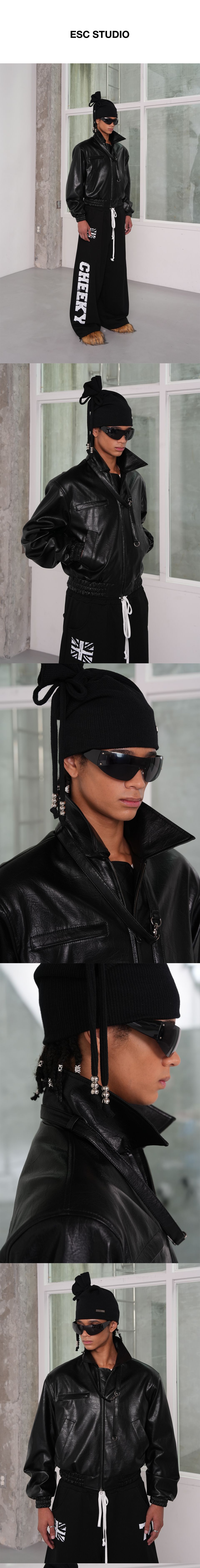 MUSINSA | ESC STUDIO Neck chain bomber jacket (black)