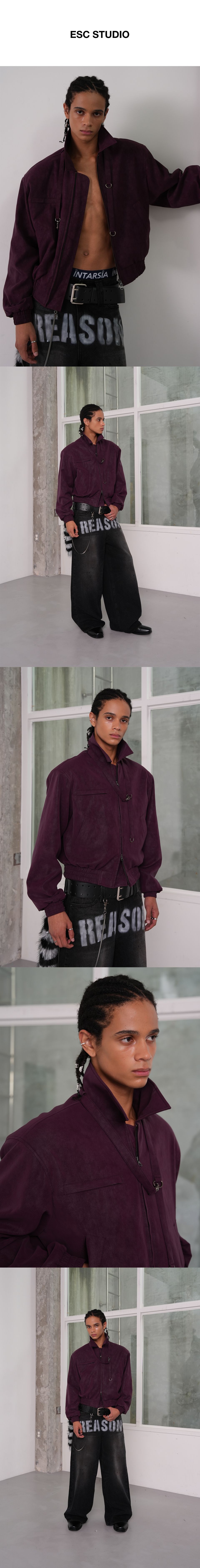 MUSINSA | ESC STUDIO Neck chain bomber jacket (purple)