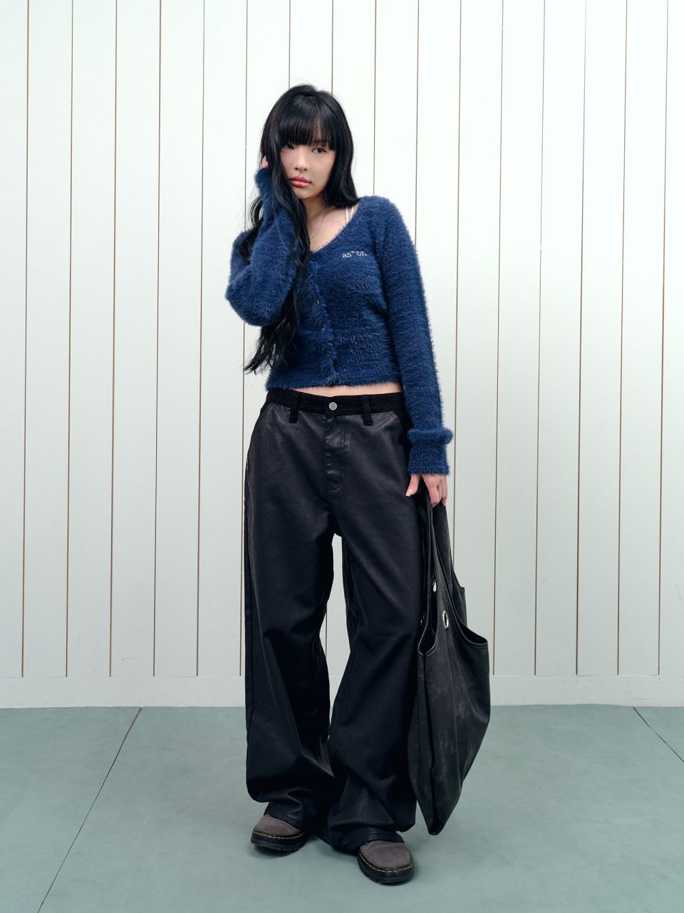 MUSINSA公式 | ASON NIA HAIRY CARDIGAN / BLUE-GREEN