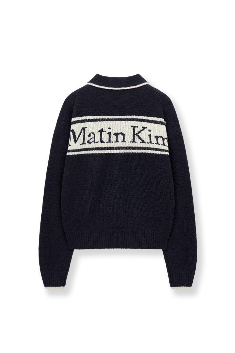 MUSINSA公式 | MATIN KIM BACK LOGO COLLAR KNIT TOP FOR WOMEN IN
