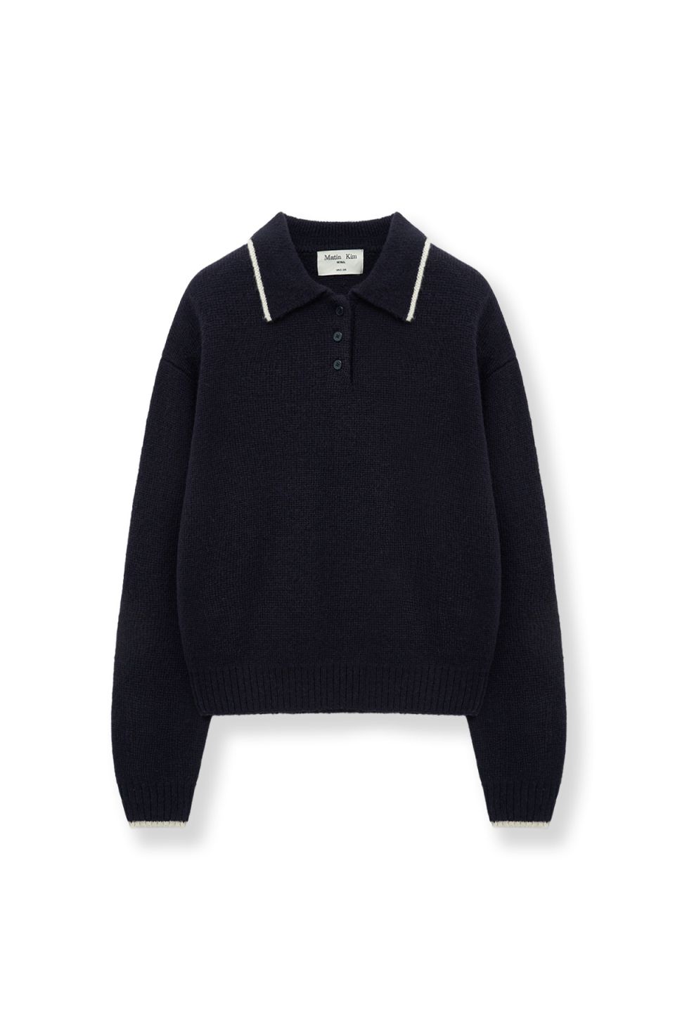MUSINSA公式 | MATIN KIM BACK LOGO COLLAR KNIT TOP FOR WOMEN IN