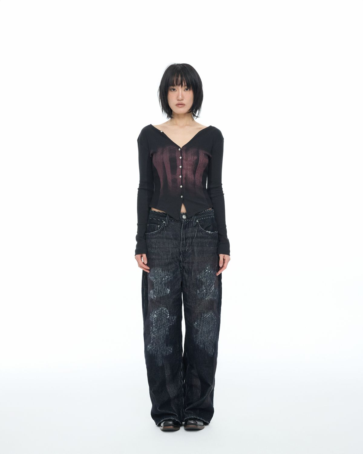 노 엑스트라 터치(NO EXTRA TOUCH) Rebuild Stitch Corduroy Pants (Navy) / 25WTPT001NA