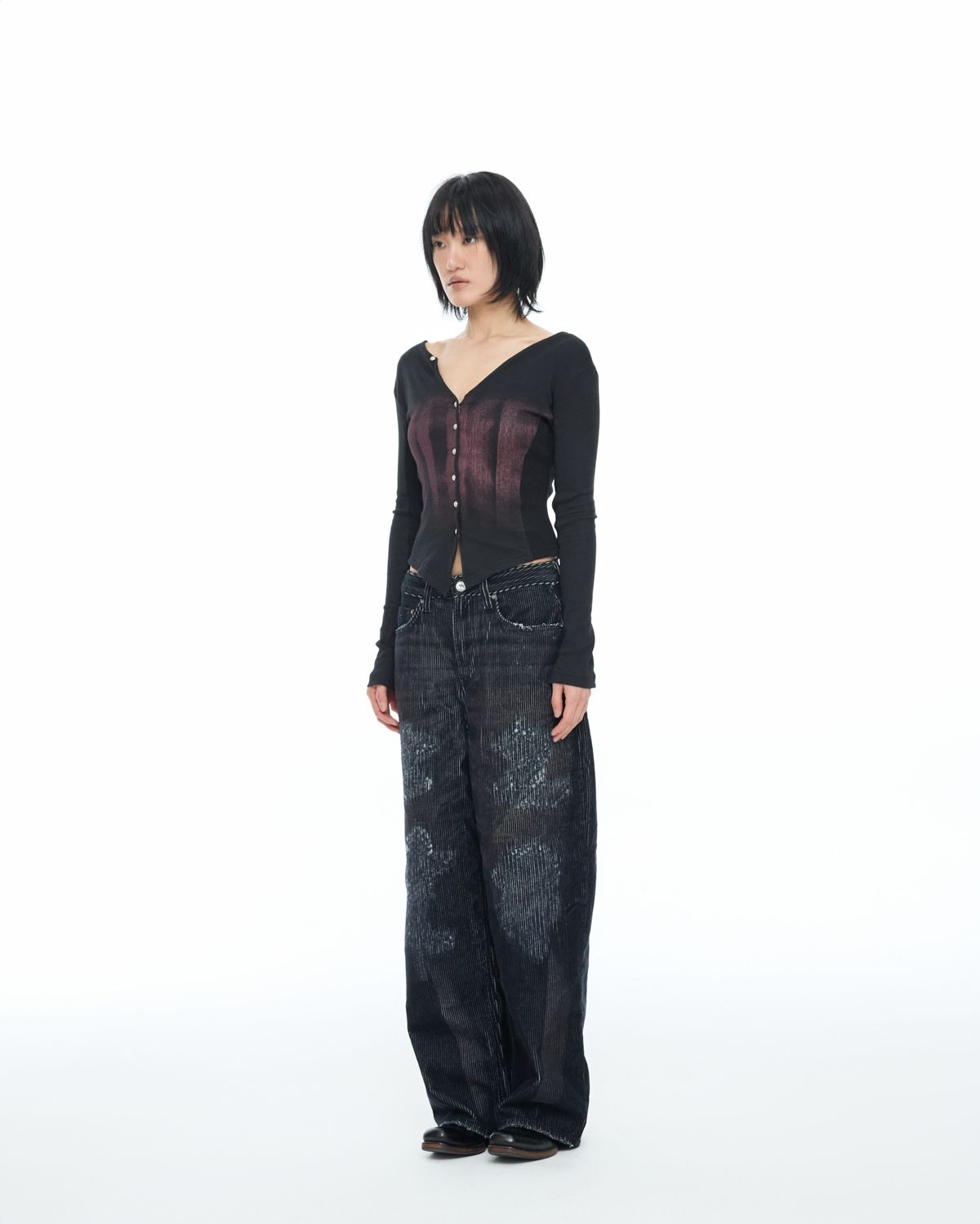 노 엑스트라 터치(NO EXTRA TOUCH) Rebuild Stitch Corduroy Pants (Navy) / 25WTPT001NA