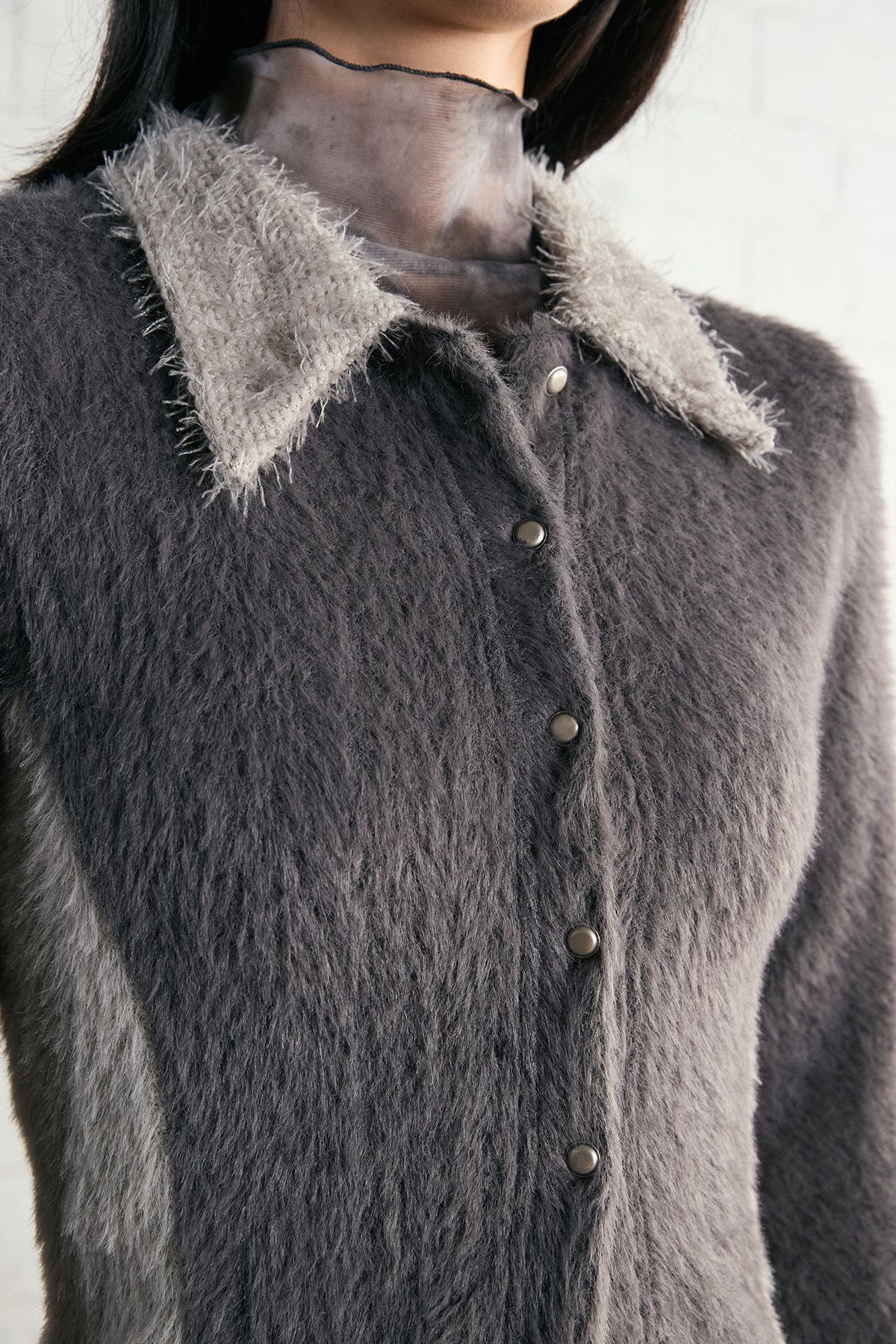 노 엑스트라 터치(NO EXTRA TOUCH) Hairy Fur Cardigan (Grey) / 25WTKC001GR