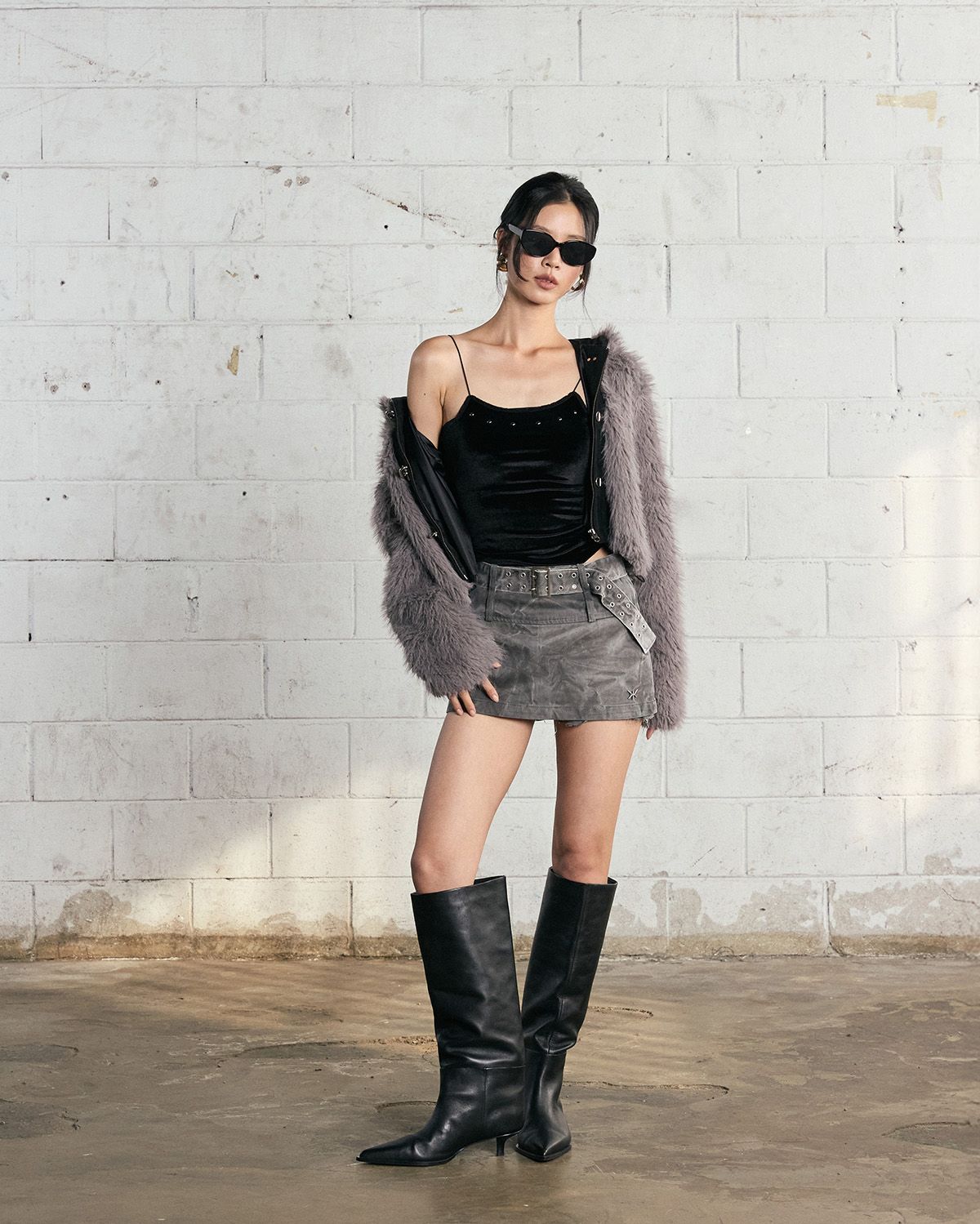 노 엑스트라 터치(NO EXTRA TOUCH) Grey Lock Fur Hood Jacket / 25WTJK001GR