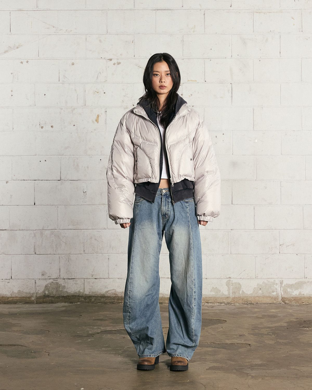 노 엑스트라 터치(NO EXTRA TOUCH) HYOKEE Rebuild Stitch Duckdown Padding (ivory) / 25WTJP001IV