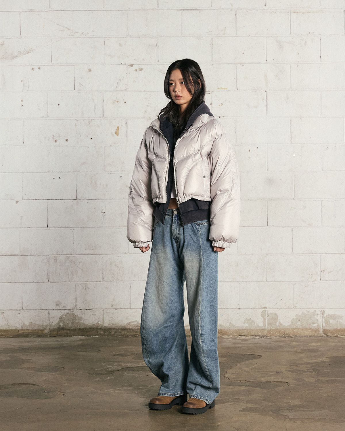 노 엑스트라 터치(NO EXTRA TOUCH) HYOKEE Rebuild Stitch Duckdown Padding (ivory) / 25WTJP001IV