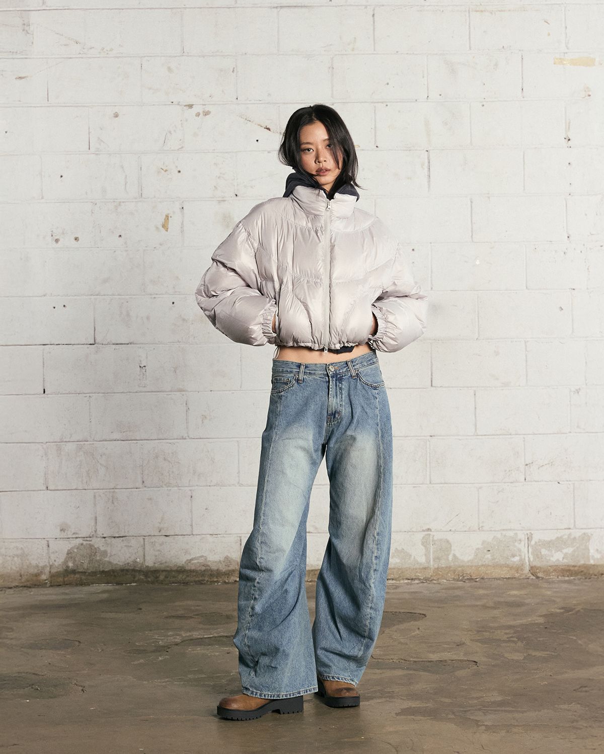 노 엑스트라 터치(NO EXTRA TOUCH) HYOKEE Rebuild Stitch Duckdown Padding (ivory) / 25WTJP001IV