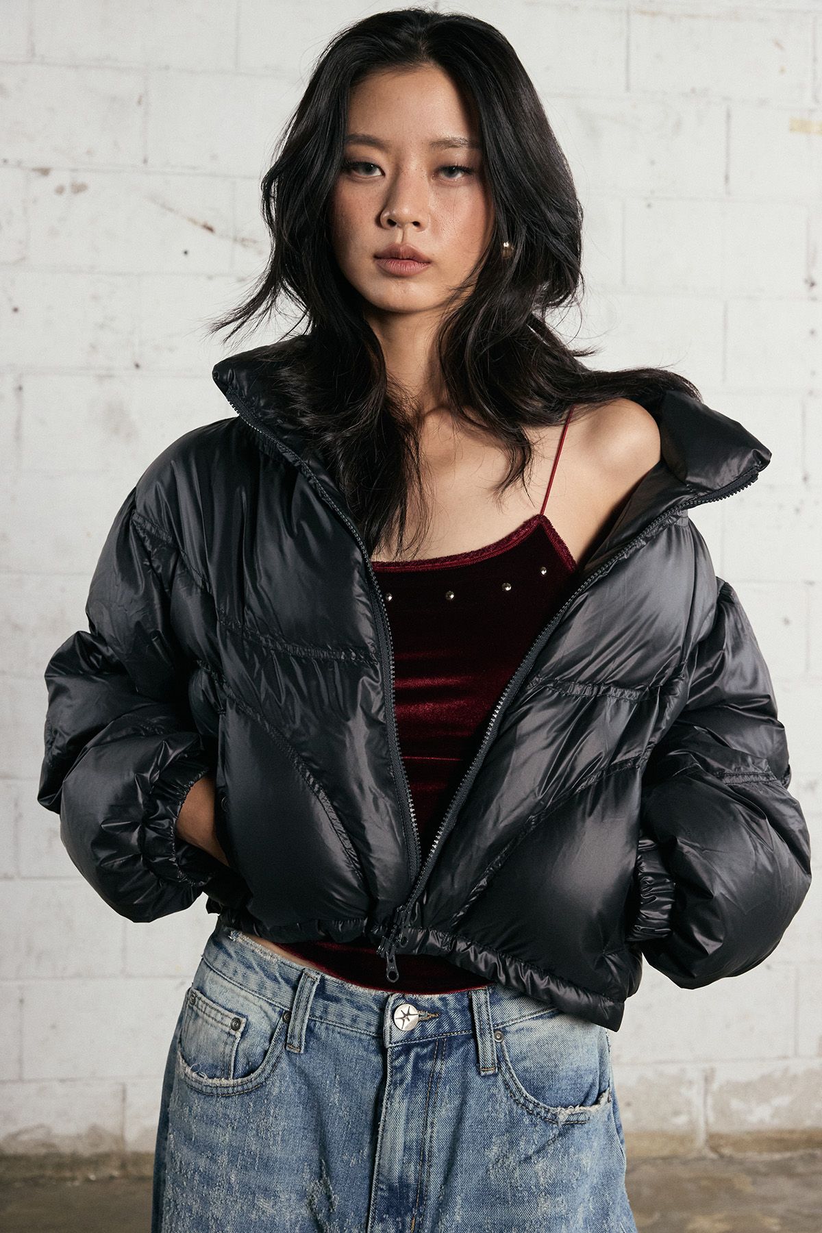 노 엑스트라 터치(NO EXTRA TOUCH) HYOKEE Rebuild Stitch Duckdown Padding (black) / 25WTJP001BK