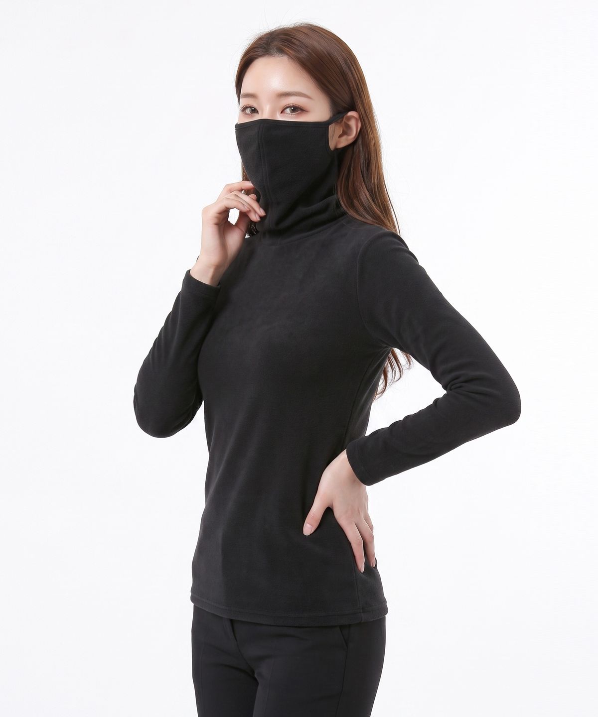 투엘라(2ELA) 여성 윈터쉴드 기모 마스크넥 티셔츠 5 Colors