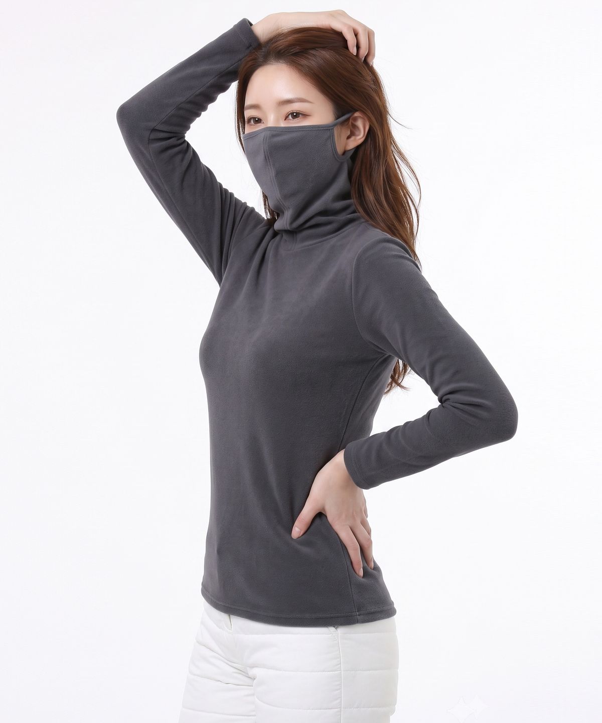 투엘라(2ELA) 여성 윈터쉴드 기모 마스크넥 티셔츠 5 Colors