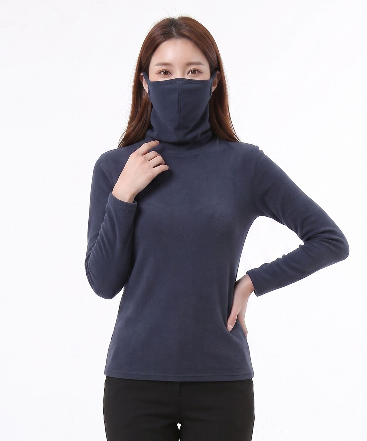 투엘라(2ELA) 여성 윈터쉴드 기모 마스크넥 티셔츠 5 Colors
