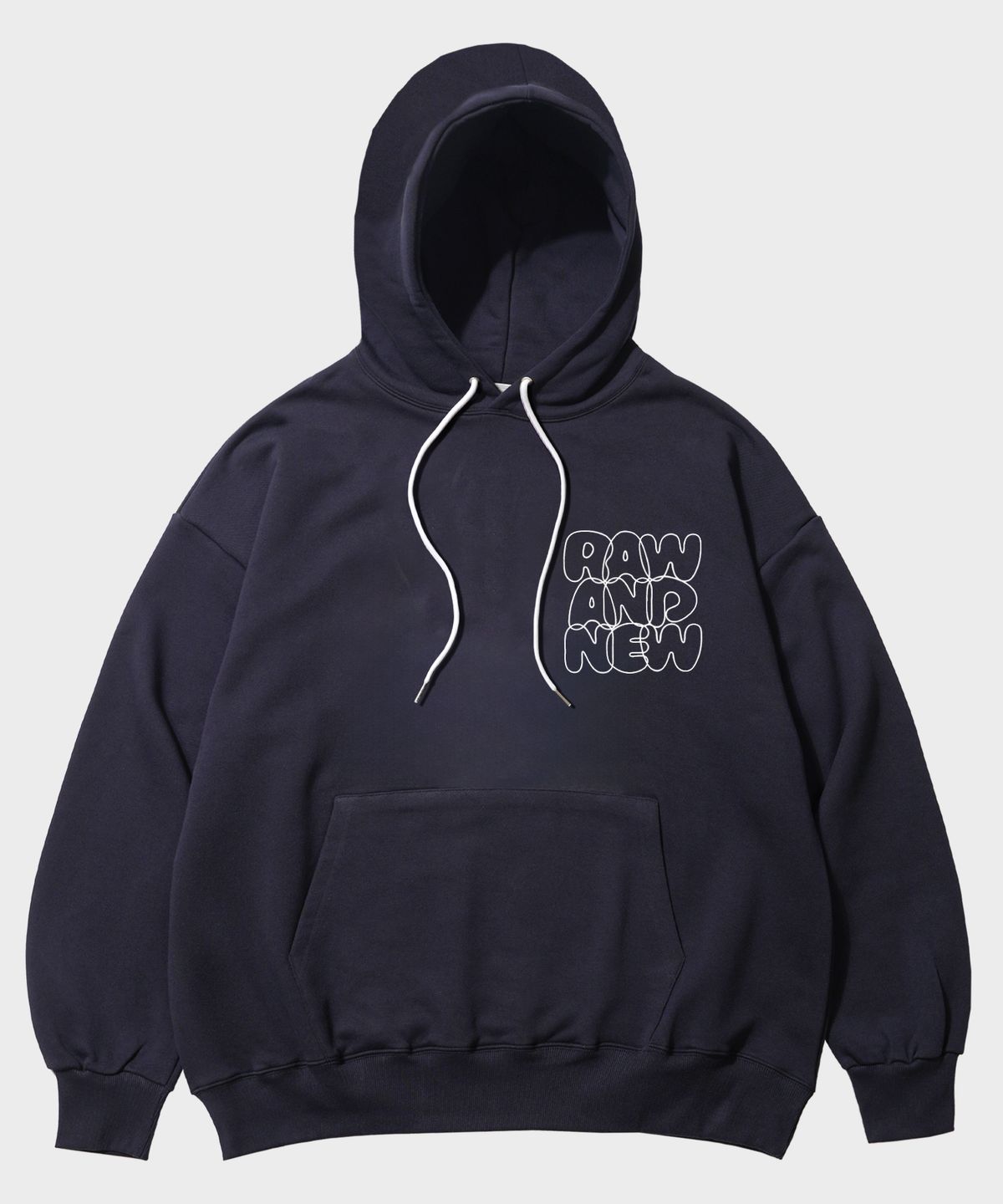 더마일(THEMILE) RAW AND NEW MILE HOODIE [NAVY]