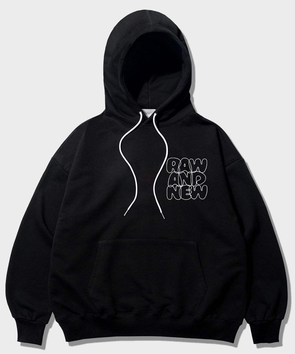 더마일(THEMILE) RAW AND NEW MILE HOODIE [BLACK]
