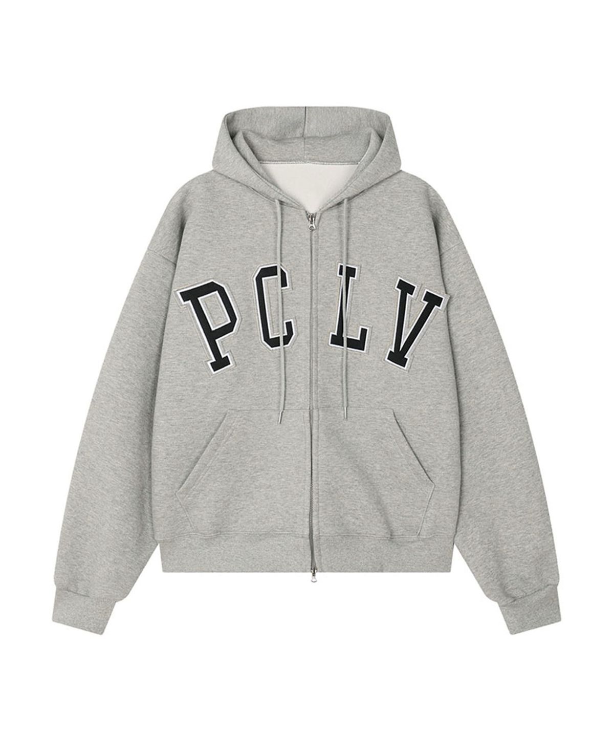 피오엘(POL) PCLV 이중 아플리케 후드집업_그레이