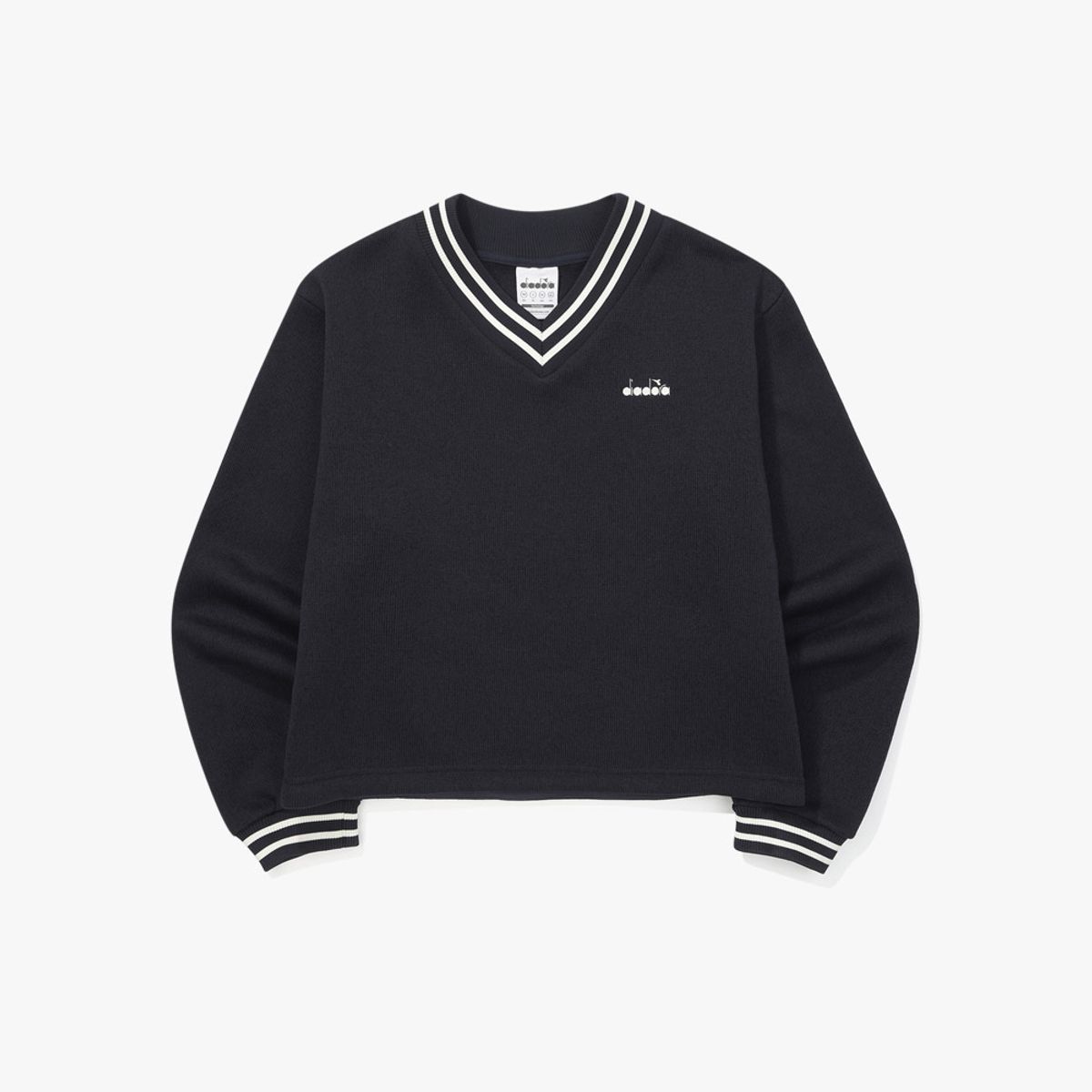 디아도라(diadora) 브러쉬드 코지 브이넥 맨투맨 우먼 NAVY