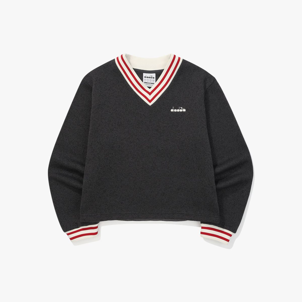 디아도라(diadora) 브러쉬드 코지 브이넥 맨투맨 우먼 GREY
