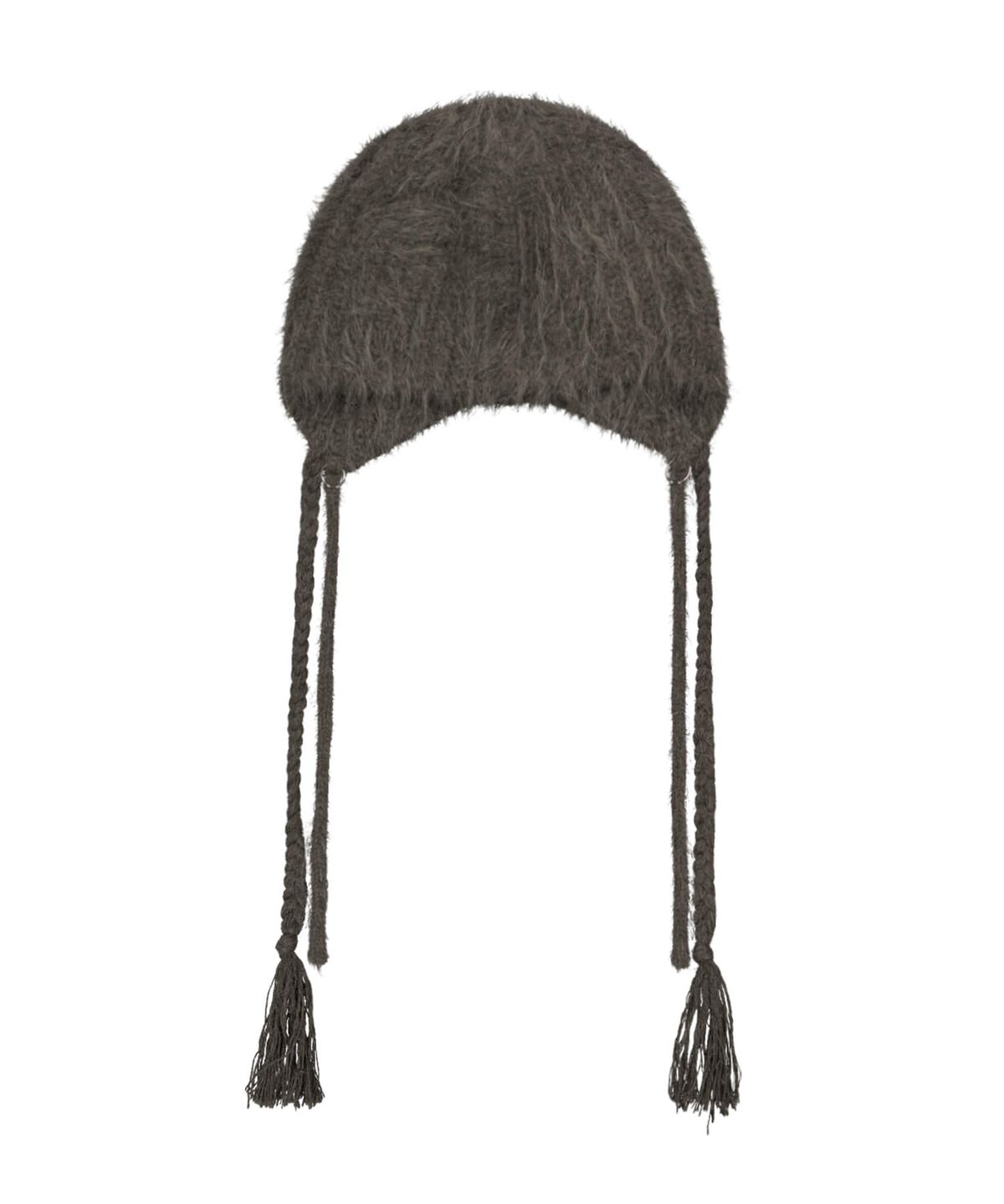 오호스(OJOS) Double Strap Angora Beanie / Stone Brown