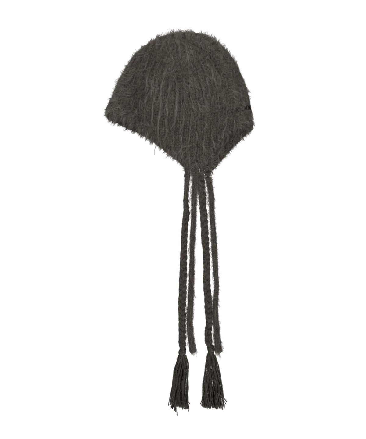 오호스(OJOS) Double Strap Angora Beanie / Stone Brown