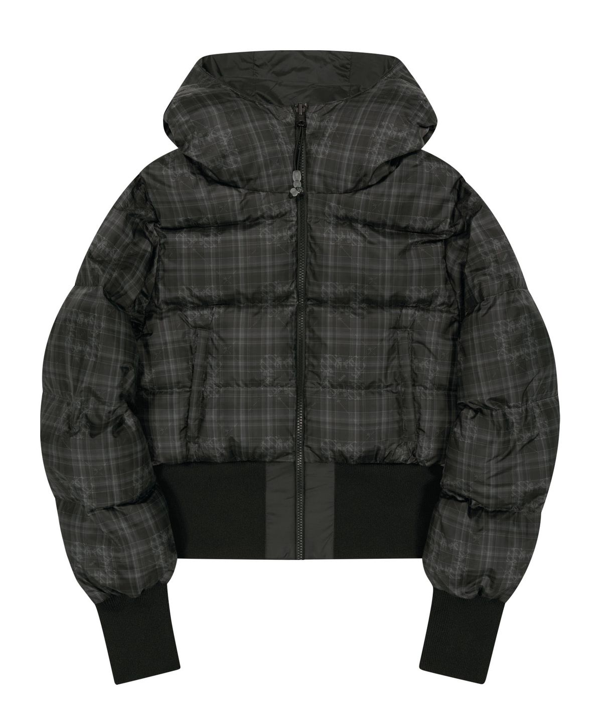 오호스(OJOS) Reversible Check Padded Jacket / Black