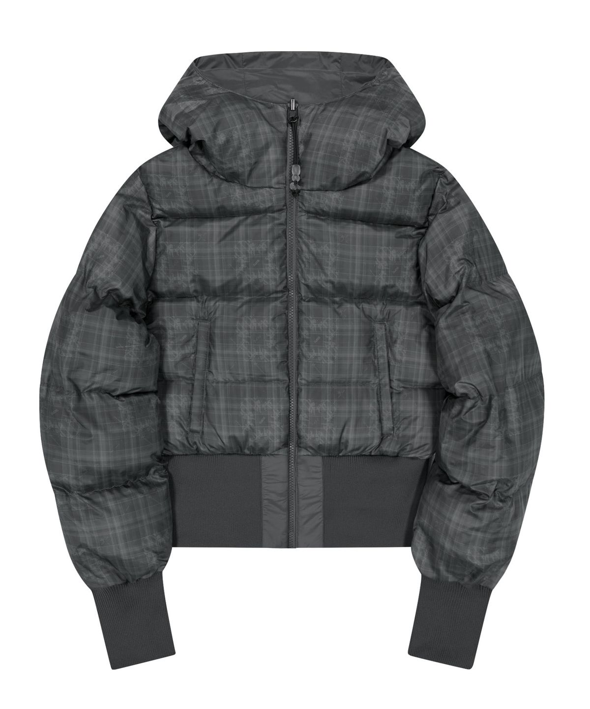 오호스(OJOS) Reversible Check Padded Jacket / Charcoal