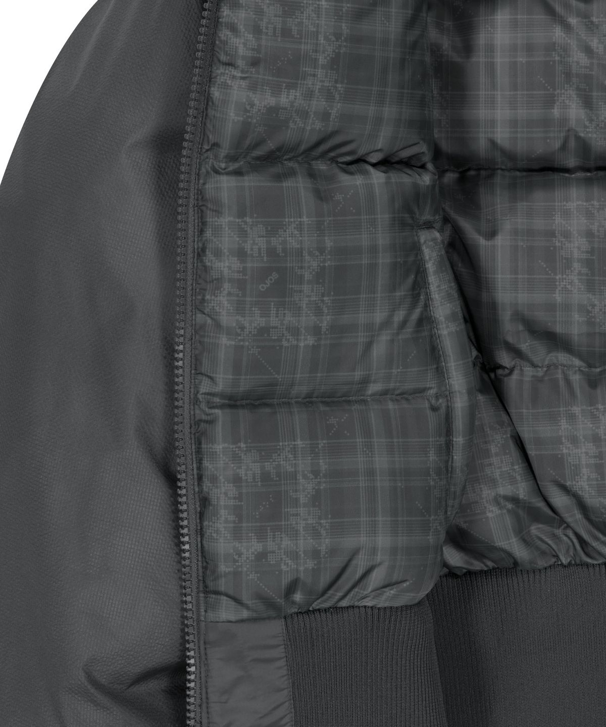 오호스(OJOS) Reversible Check Padded Jacket / Charcoal