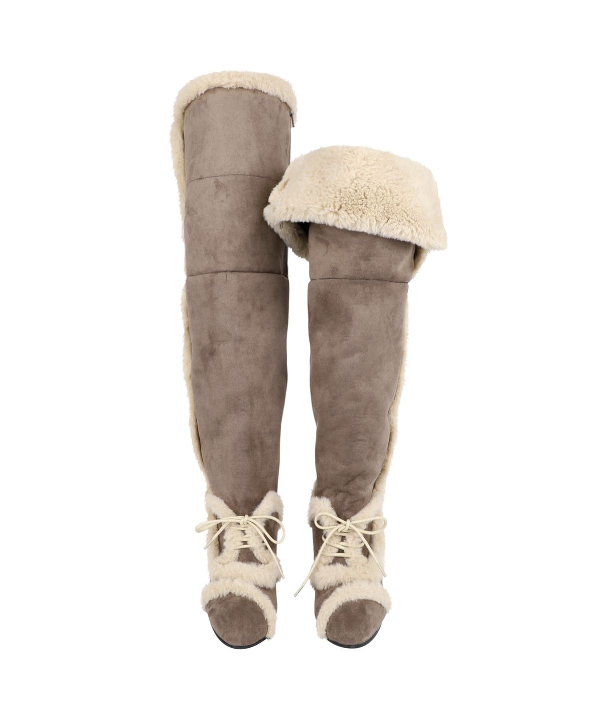오호스(OJOS) Asym Shearling Wedge Boot / Stone Brown