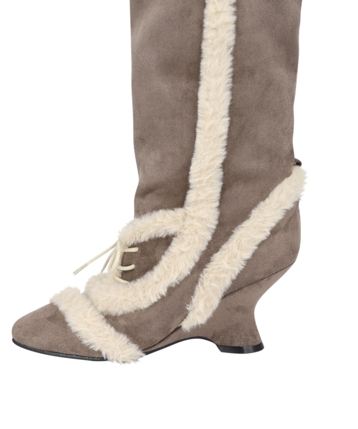 오호스(OJOS) Asym Shearling Wedge Boot / Stone Brown