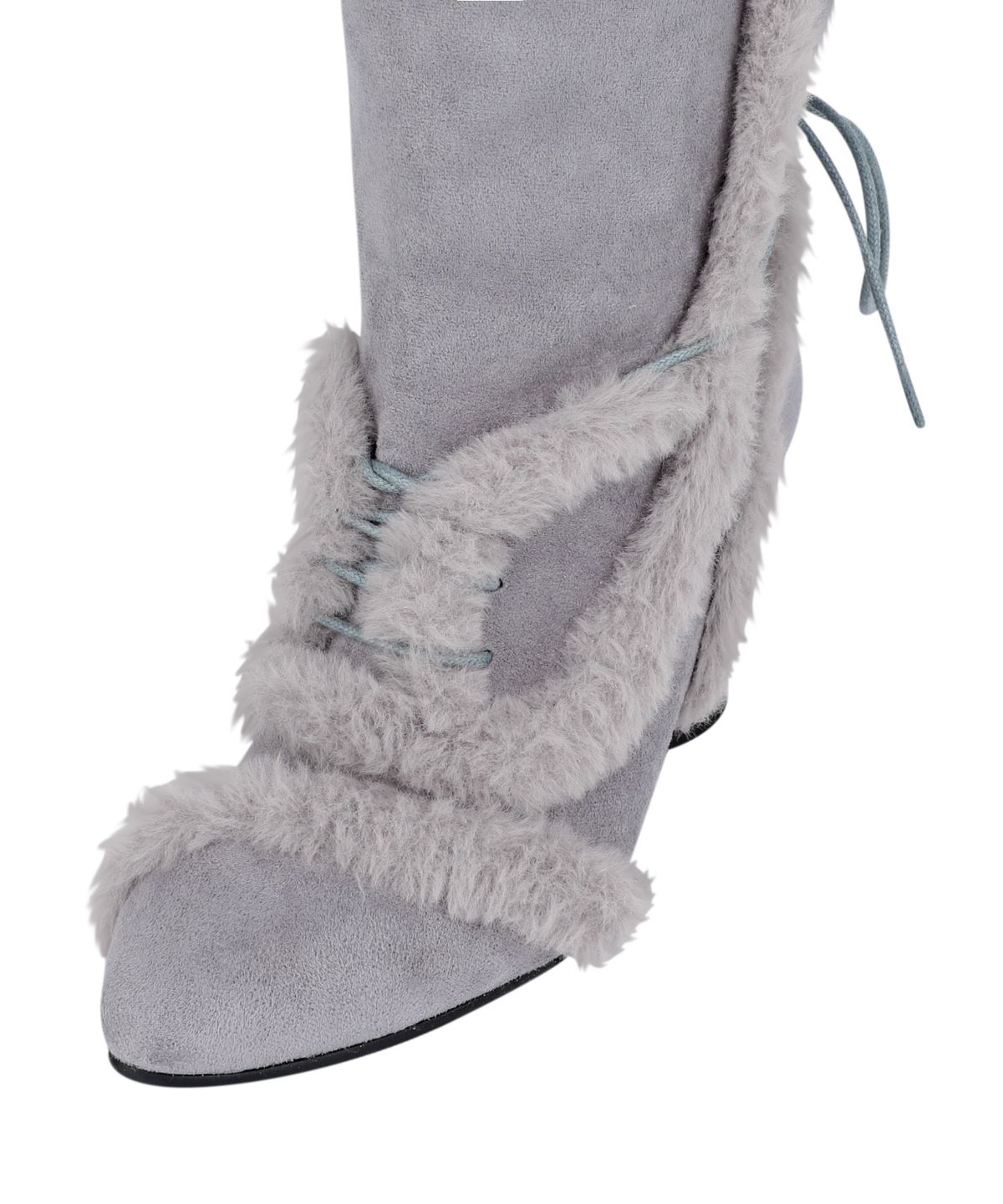 오호스(OJOS) Asym Shearling Wedge Boot / Grey