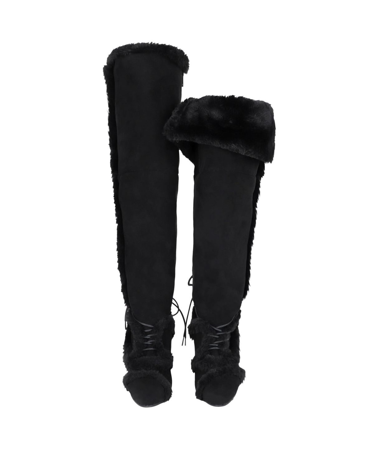 오호스(OJOS) Asym Shearling Wedge Boot / Black