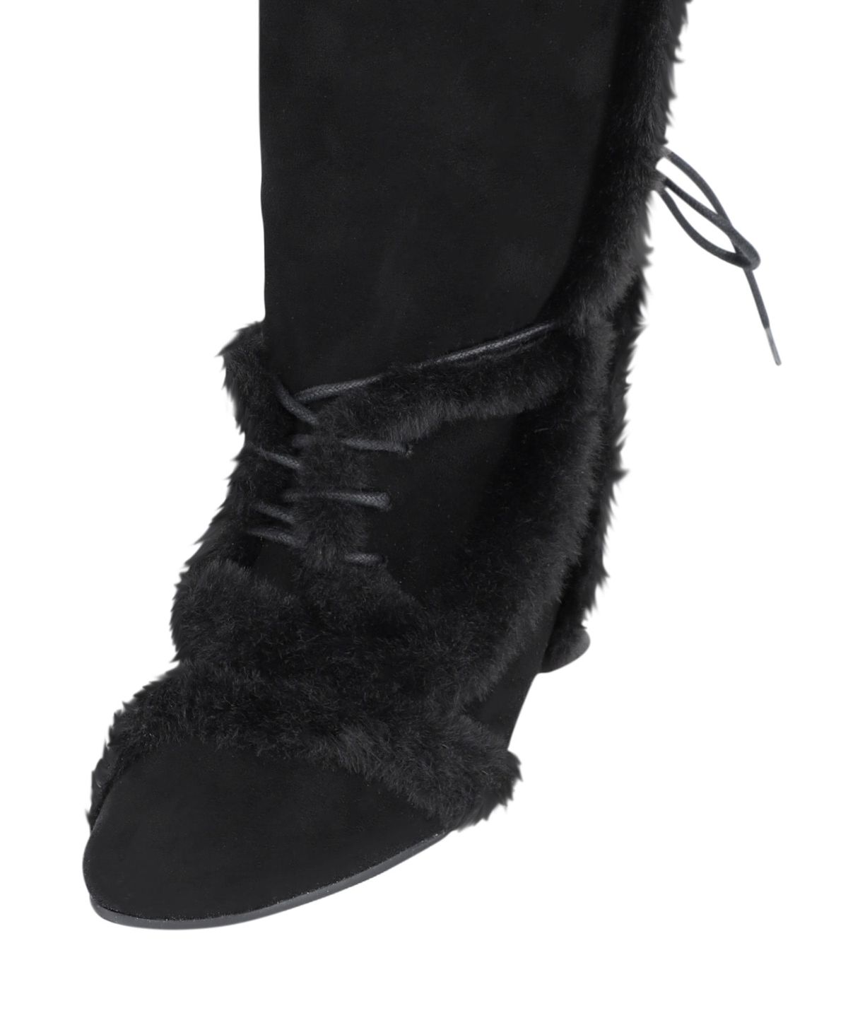 오호스(OJOS) Asym Shearling Wedge Boot / Black